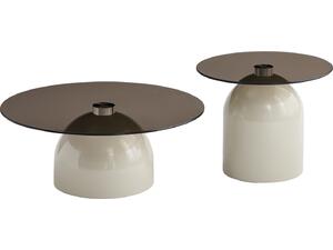 ΣΕΤ 2 ΤΡΑΠΕΖΙΑ ΣΑΛΟΝΙΟΥ BELLINS HM18313.04 ΜΠΕΖ ΜΕΤΑΛ.ΒΑΣΕΙΣ--ΓΥΑΛΙ Φ50εκ & Φ80εκ