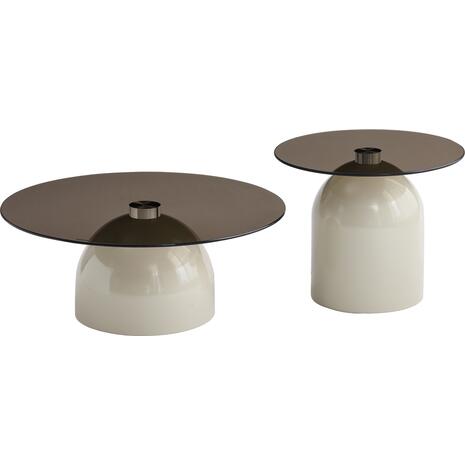 ΣΕΤ 2 ΤΡΑΠΕΖΙΑ ΣΑΛΟΝΙΟΥ BELLINS HM18313.04 ΜΠΕΖ ΜΕΤΑΛ.ΒΑΣΕΙΣ--ΓΥΑΛΙ Φ50εκ & Φ80εκ