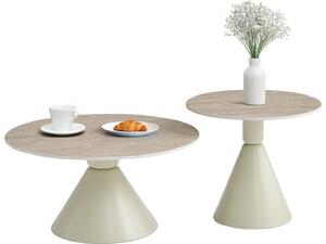 ΣΕΤ 2 ΤΡΑΠΕΖΙΑ ΣΑΛΟΝΙΟΥ JEN HM18305.04 ΜΕΤΑΛΛΟ ΣΑΜΠΑΝΙ-ΚΕΡΑΜΙΚΟ ΣΕ TRAVERTINE Φ50εκ & Φ70εκ