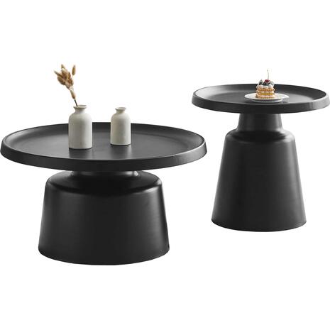 ΣΕΤ 2 ΤΡΑΠΕΖΙΑ ΣΑΛΟΝΙΟΥ RINKON2 HM18304.02 ΜΕΤΑΛΛΟ ΣΕ ΜΑΥΡΟ Φ49εκ & Φ69εκ