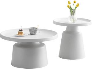 ΣΕΤ 2 ΤΡΑΠΕΖΙΑ ΣΑΛΟΝΙΟΥ RINKON2 HM18304.01 ΜΕΤΑΛΛΟ ΣΕ ΛΕΥΚΟ Φ49εκ & Φ69εκ