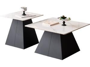 ΣΕΤ 2 ΤΡΑΠΕΖΙΑ ΣΑΛΟΝΙΟΥ QUBER(X) HM18311.02 SINTERED STONE ΤΕΤΡΑΓΩΝΟ--ΒΑΣΕΙΣ ΜΑΥΡΕΣ