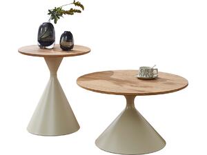 ΣΕΤ 2 ΤΡΑΠΕΖΙΑ ΣΑΛΟΝΙΟΥ JENNEL(X) HM18308.04 ΜΕΤΑΛΛΟ ΣΑΜΠΑΝΙ--MDF ΣΕ ΦΥΣΙΚΟ Φ50εκ & Φ70εκ