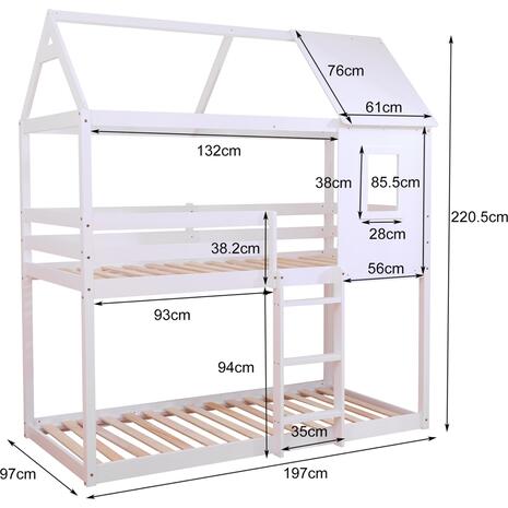 ΠΑΙΔΙΚΗ ΚΟΥΚΕΤΑ ΣΠΙΤΑΚΙ  τ.MONTESSORI HOOD HM705.03 ΞΥΛΟ ΠΕΥΚΟΥ ΣΕ ΛΕΥΚΟ-ΣΤΡΩΜΑΤΑ 190x90εκ
