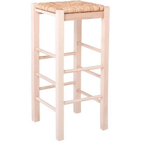 ΤΑΒΕΡΝΑΣ Σκαμπό BAR, Οξιά Εμποτισμός Φυσικό, Κάθισμα Ψάθα (Ρ977,Ε1)