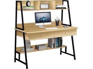 ΓΡΑΦΕΙΟ Η/Υ 2 Συρτάρια 2 Ράφια Μέταλλο Βαφή Μαύρο, MDF - Melamine Απόχρωση Sonoma (ΕΟ405,3)