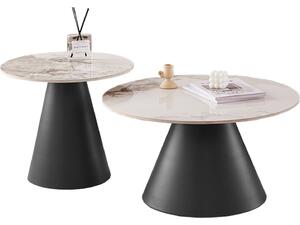 ΣΕΤ 2 ΤΡΑΠΕΖΙΑ ΣΑΛΟΝΙΟΥ RIDGE(X) HM18307.02 SINTERED STONE TOPS--ΒΑΣΕΙΣ ΜΑΥΡΕΣ Φ50 & Φ70