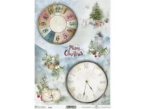 Ριζόχαρτο Decoupage "Christmas tree, clock, clock face" 21x29.7εκ. (ITD-R1641)