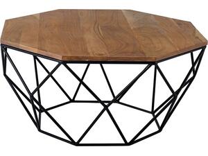 GLEN Τραπεζάκι Σαλονιού Καθιστικού, Μέταλλο Βαφή Μαύρο, Ξύλο Ακακία Φυσικό (ΕΑ7081)