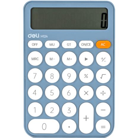 Αριθμομηχανή γραφείου Deli-EM124 12 ψηφίων μπαταρίας 15.8x10.5cmx4.8cm Μπλε παστέλ