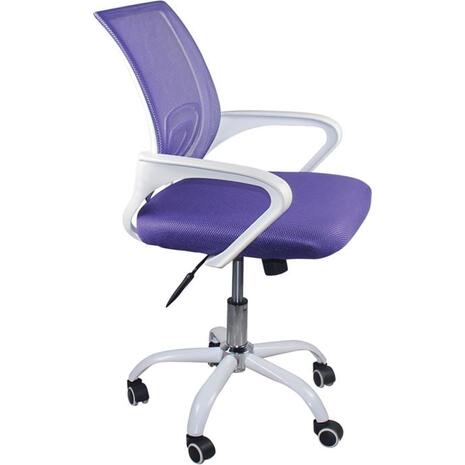 BF2101-SW Πολυθρόνα Γραφείου με Ανάκλιση Μέταλλο Βάση Βαφή Άσπρο - Mesh Μωβ (ΕΟ254,2SW) (Μωβ)