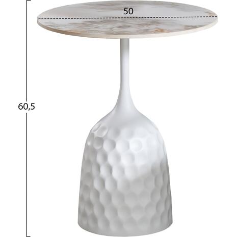 ΤΡΑΠΕΖΙ ΣΑΛΟΝΙΟΥ LONGSTEM HM18317.01 ΒΑΣΗ ΛΕΥΚΗ--SINTERED STONE CALACATA GOLD Φ50