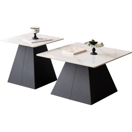 ΣΕΤ 2 ΤΡΑΠΕΖΙΑ ΣΑΛΟΝΙΟΥ QUBER(X) HM18311.02 SINTERED STONE ΤΕΤΡΑΓΩΝΟ--ΒΑΣΕΙΣ ΜΑΥΡΕΣ