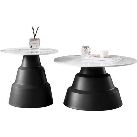 ΣΕΤ 2 ΤΡΑΠΕΖΙΑ ΣΑΛΟΝΙΟΥ LIDOX HM18306.02 SINTERED STONE TOP- SNOW WHITE ΧΡΩΜΑ Φ50 & Φ70