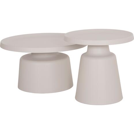 ΣΕΤ 2 ΤΡΑΠΕΖΙΑ ΣΑΛΟΝΙΟΥ RINKON2 HM18304.01 ΜΕΤΑΛΛΟ ΣΕ ΛΕΥΚΟ Φ49εκ & Φ69εκ