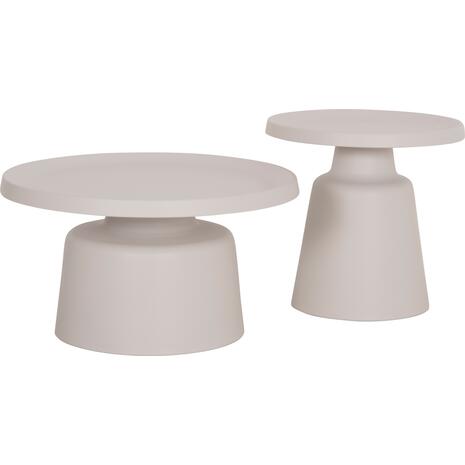 ΣΕΤ 2 ΤΡΑΠΕΖΙΑ ΣΑΛΟΝΙΟΥ RINKON2 HM18304.01 ΜΕΤΑΛΛΟ ΣΕ ΛΕΥΚΟ Φ49εκ & Φ69εκ