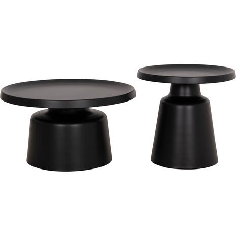 ΣΕΤ 2 ΤΡΑΠΕΖΙΑ ΣΑΛΟΝΙΟΥ RINKON2 HM18304.02 ΜΕΤΑΛΛΟ ΣΕ ΜΑΥΡΟ Φ49εκ & Φ69εκ