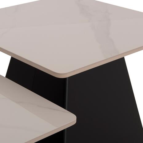 ΣΕΤ 2 ΤΡΑΠΕΖΙΑ ΣΑΛΟΝΙΟΥ QUBER(X) HM18311.02 SINTERED STONE ΤΕΤΡΑΓΩΝΟ--ΒΑΣΕΙΣ ΜΑΥΡΕΣ