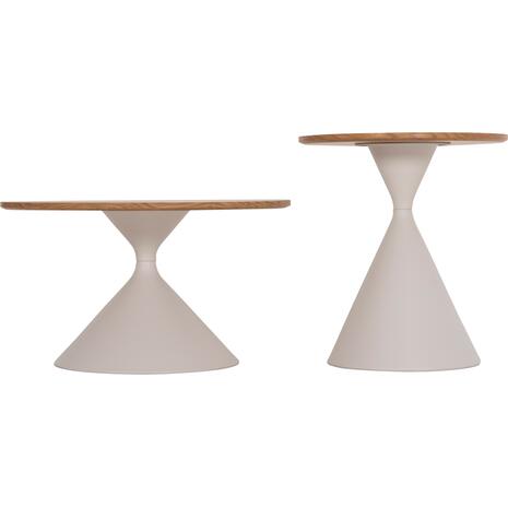 ΣΕΤ 2 ΤΡΑΠΕΖΙΑ ΣΑΛΟΝΙΟΥ JENNEL(X) HM18308.01 ΜΕΤΑΛΛΟ ΛΕΥΚΟ--MDF ΣΕ ΦΥΣΙΚΟ Φ50εκ & Φ70εκ