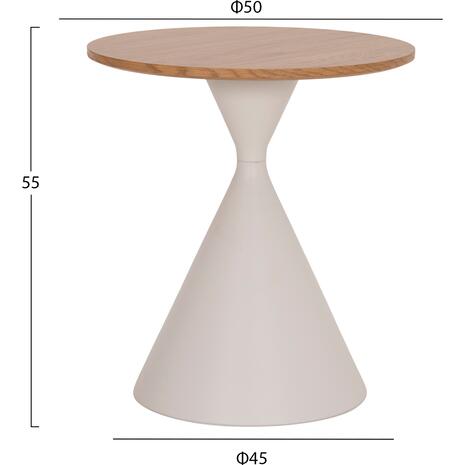 ΣΕΤ 2 ΤΡΑΠΕΖΙΑ ΣΑΛΟΝΙΟΥ JENNEL(X) HM18308.01 ΜΕΤΑΛΛΟ ΛΕΥΚΟ--MDF ΣΕ ΦΥΣΙΚΟ Φ50εκ & Φ70εκ