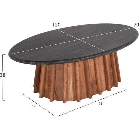 ΤΡΑΠΕΖΙ ΣΑΛΟΝΙΟΥ ΟΒΑΛ DRAXX HM9934 ΜΑΣΙΦ ΑΚΑΚΙΑ-ΜΑΥΡΟ ΜΑΡΜΑΡΟ 120x70x38Υεκ.