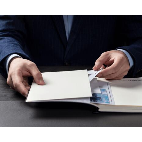 Σημειωματάριο Deli ημιεύκαμπτο εξώφυλλο δερματίνη με λάστιχο ριγέ 20.5x14cm 70gsm 96 φύλλων Μπλε σκούρο