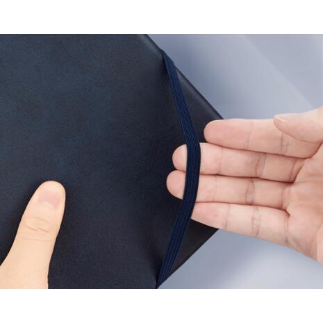 Σημειωματάριο Deli ημιεύκαμπτο εξώφυλλο δερματίνη με λάστιχο ριγέ 20.5x14cm 70gsm 96 φύλλων Μπλε σκούρο