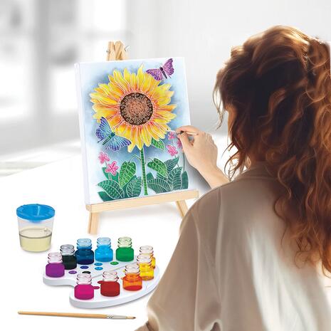 Εργαστήριο Ζωγραφικής Ακρυλικά Χρώματα Σετ Ζωγραφικής Με Ξύλινο Καβαλέτο Ηλιανθος 1038-11043