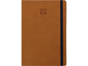 Ημερολόγιο ημερήσιο 2026 Linardatos Kenya ημιεύκαμπτο με λάστιχο 14x21cm (62293-B) Καφέ