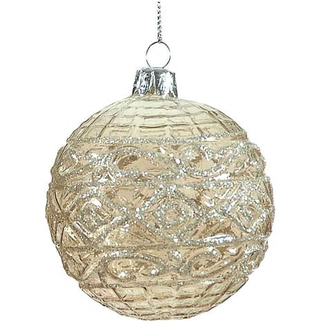 Γυάλινη Χριστουγεννιάτικη Μπάλα Antigue Silver 8 cm