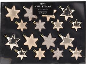 Σετ χριστουγεννιάτικα στολίδια-αστέρια 16 τεμαχίων, 3 σχεδίων κρεμ