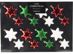 Σετ χριστουγεννιάτικα στολίδια-αστέρια 16 τεμαχίων, 3 σχεδίων παραδοσιακά