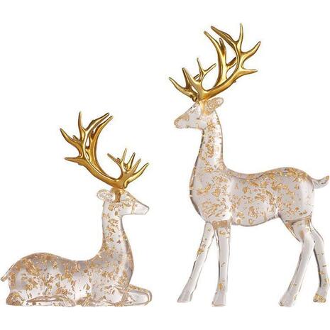 Ελαφάκια διακοσμητικά σετ 2 τεμαχίων, Υ31,8x20,5x9εκ. & Υ22x18,5x9εκ.