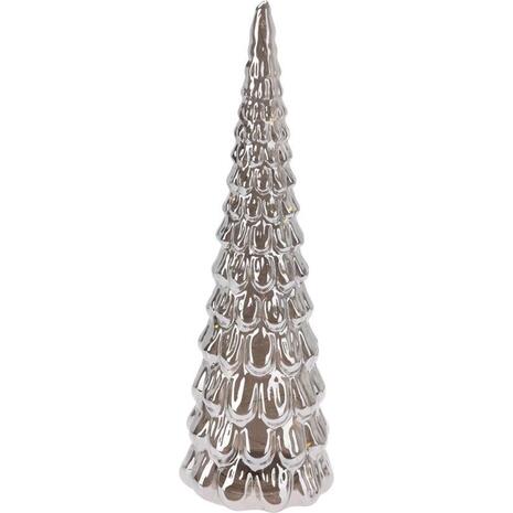 Χριστουγεννιάτικο διακοσμητικό δέντρο φωτιζόμενο γυάλινο ασημί Υ24x∅9,5εκ.