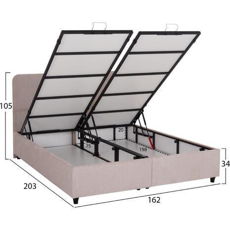 ΚΡΕΒΑΤΙ ΜΕ ΑΠΟΘ.ΧΩΡΟ DOLORES HM631.32 ΜΠΕΖ ΥΦΑΣΜΑ- ΓΙΑ ΣΤΡΩΜΑ 160x200εκ