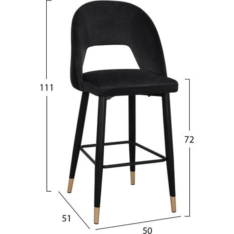 ΣΚΑΜΠΟ ΜΠΑΡ HARPER HM8526.04 ΒΕΛΟΥΔΟ ΜΑΥΡΟ ΜΕ ΜΕΤΑΛΛΙΚΟ ΣΚΕΛΕΤΟ 50Χ51Χ111Υ εκ. (σετ 2 τεμαχίων)