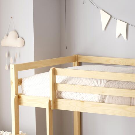 ΠΑΙΔΙΚΗ ΚΟΥΚΕΤΑ τ.MONTESSORI ΜΕ ΠΑΡΚΑΚΙ PLAYKID HM703.01 ΞΥΛΟ ΠΕΥΚΟΥ ΦΥΣΙΚΟ ΓΙΑ 190x90εκ