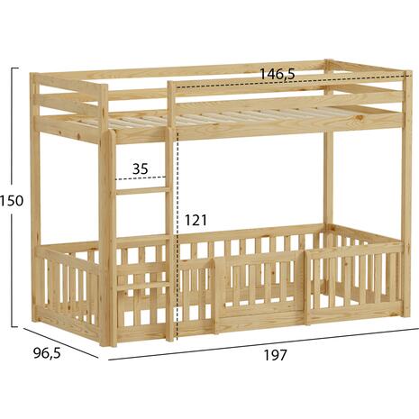 ΠΑΙΔΙΚΗ ΚΟΥΚΕΤΑ τ.MONTESSORI ΜΕ ΠΑΡΚΑΚΙ PLAYKID HM703.01 ΞΥΛΟ ΠΕΥΚΟΥ ΦΥΣΙΚΟ ΓΙΑ 190x90εκ