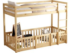 ΠΑΙΔΙΚΗ ΚΟΥΚΕΤΑ τ.MONTESSORI ΜΕ ΠΑΡΚΑΚΙ PLAYKID HM703.01 ΞΥΛΟ ΠΕΥΚΟΥ ΦΥΣΙΚΟ ΓΙΑ 190x90εκ