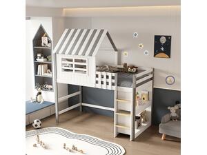 ΠΑΙΔΙΚΟ ΚΡΕΒΑΤΙ τ.MONTESSORI ΜΕ ΠΛΑΙΝΑ ΡΑΦΙΑ HOMI HM712 ΞΥΛΟ ΠΕΥΚΟΥ ΛΕΥΚΟ-ΓΚΡΙ-ΣΤΡΩΜΑ 90x190εκ