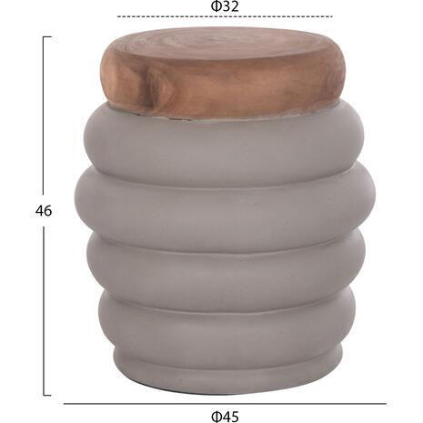 ΣΚΑΜΠΟ PUFFAT HM18172.03 FIBER CEMENT ΓΚΡΙ- ΞΥΛΟ TEAK TOP Φ45x46Υεκ.