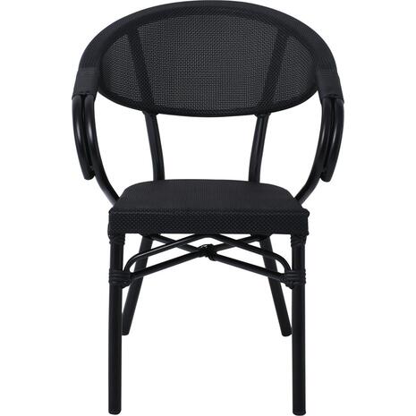 COSTA Πολυθρόνα Dining Αλουμινίου, Απόχρωση Μαύρο Textilene Μαύρο (Ε286,2)