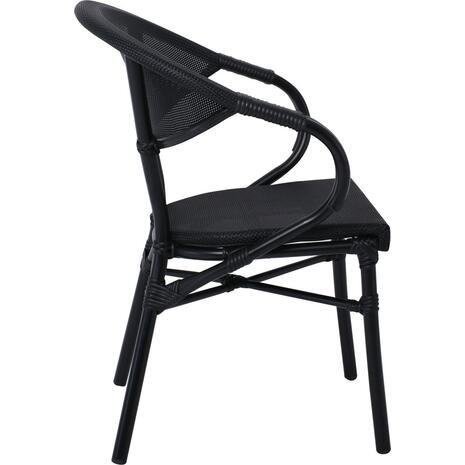 COSTA Πολυθρόνα Dining Αλουμινίου, Απόχρωση Μαύρο Textilene Μαύρο (Ε286,2)