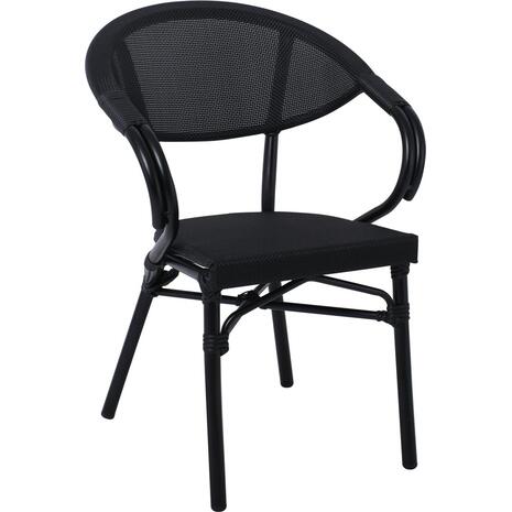 COSTA Πολυθρόνα Dining Αλουμινίου, Απόχρωση Μαύρο Textilene Μαύρο (Ε286,2)