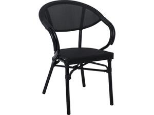 COSTA Πολυθρόνα Dining Αλουμινίου, Απόχρωση Μαύρο Textilene Μαύρο (Ε286,2)