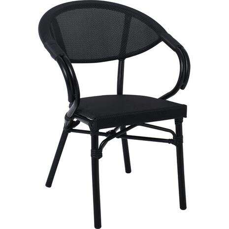 COSTA Πολυθρόνα Dining Αλουμινίου, Απόχρωση Μαύρο Textilene Μαύρο (Ε286,2)