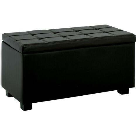 DENISE Σκαμπό με Αποθηκευτικό Χώρο - Ταμπουρέ, PU Μαύρο (Ε7048,3)