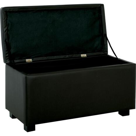 DENISE Σκαμπό με Αποθηκευτικό Χώρο - Ταμπουρέ, PU Μαύρο (Ε7048,3)