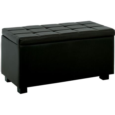 DENISE Σκαμπό με Αποθηκευτικό Χώρο - Ταμπουρέ, PU Μαύρο (Ε7048,3)