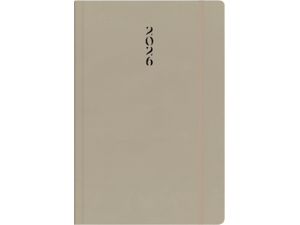 Ημερολόγιο ημερήσιο The Writing Fields All Times 320 17x24cm 2026 με λάστιχο ημιεύκαμπτo εξώφυλλο από ματ δερματίνη μπεζ